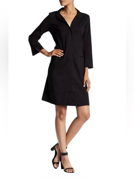 Eileen Fisher Dresses & Skirts - Eileen Fisher Long Sleeve Black Button-Up Shirt Dress